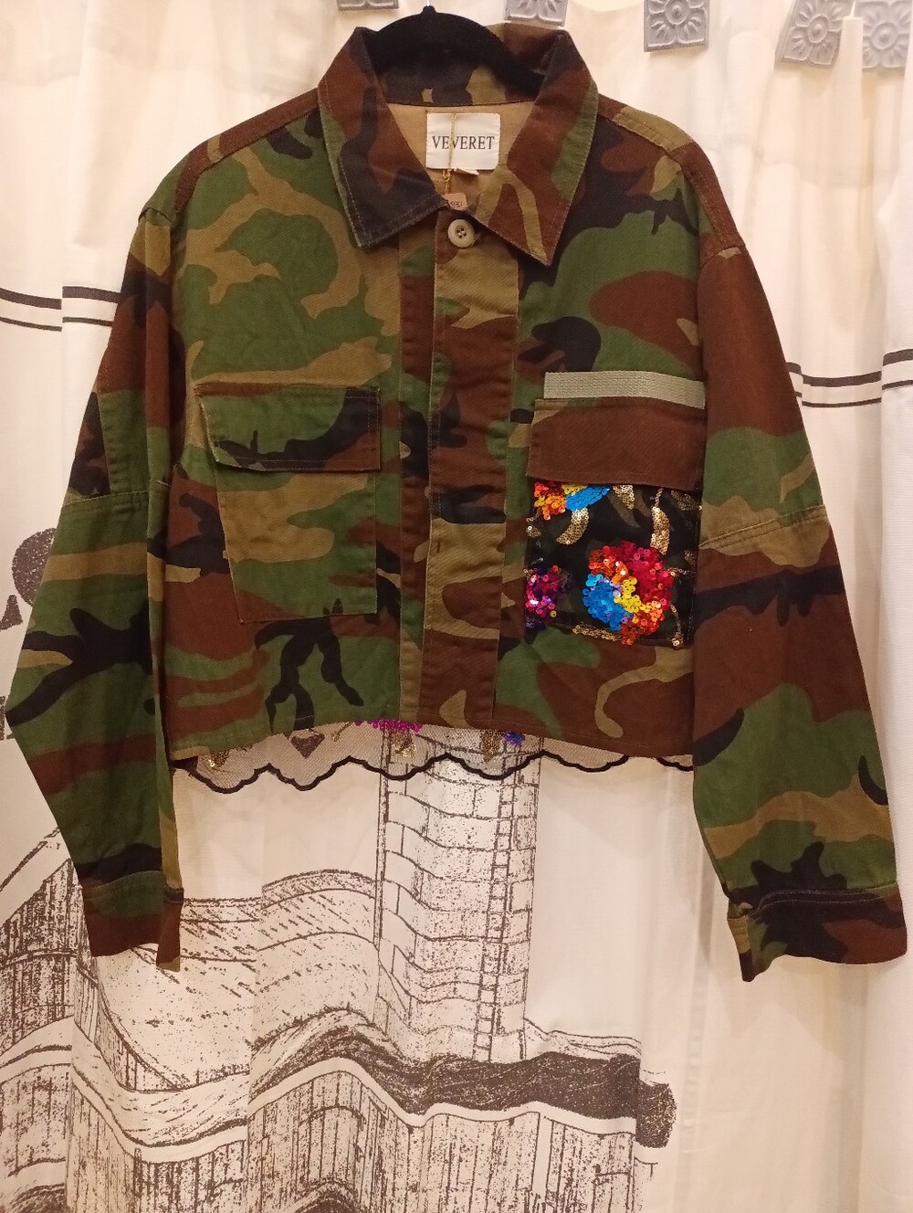Vervet Camo Burnout Mesh Floral NWT Size Small Beautiful Statement Jacket